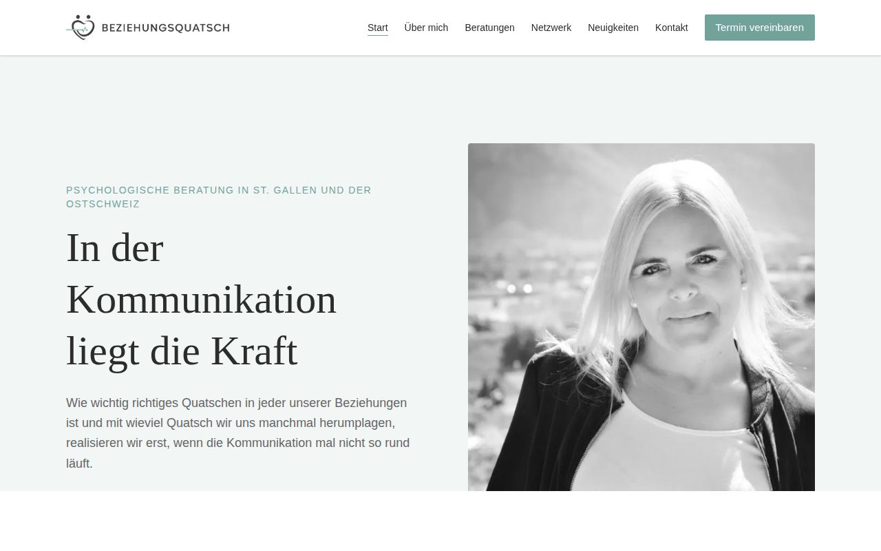 Screenshot der Startseite von beziehungsquatsch.ch